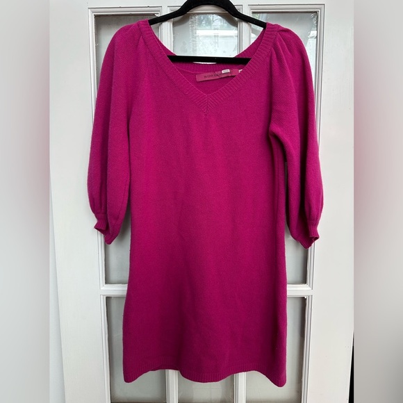McGinn Knightsbridge Angora Wool Pink Fuchsia V-Neck Sweater Dress Size 36 US S - Picture 10 of 11